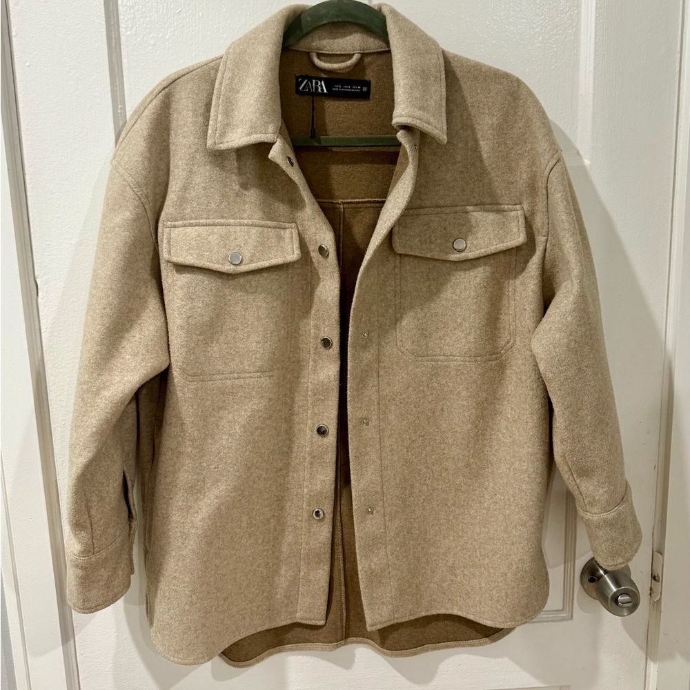 Zara Beige Wool Blend Coat